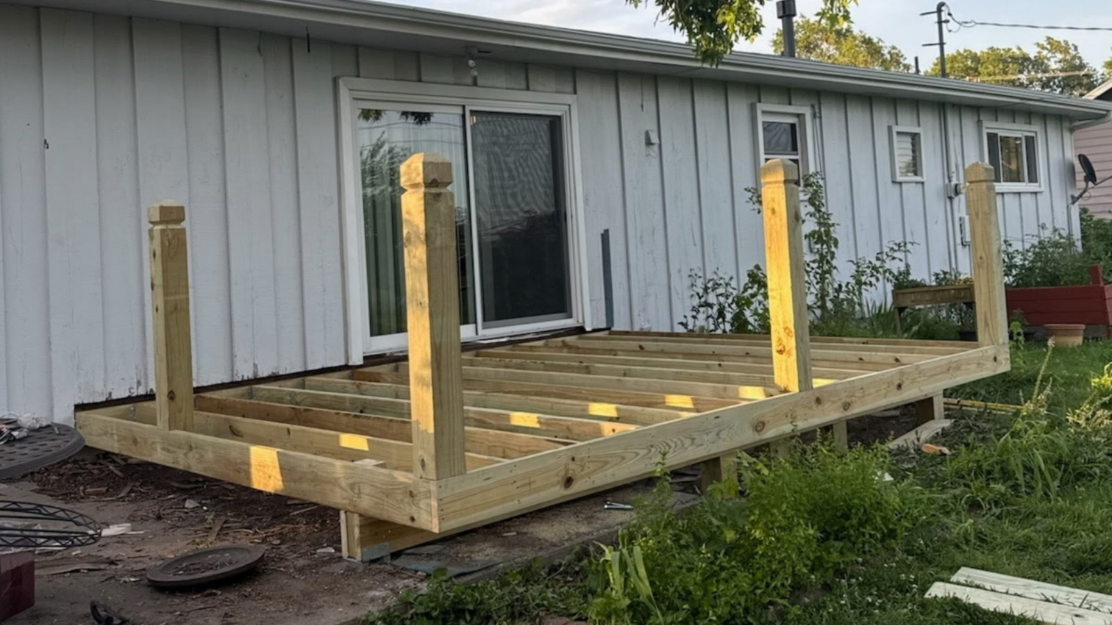 wood deck being built